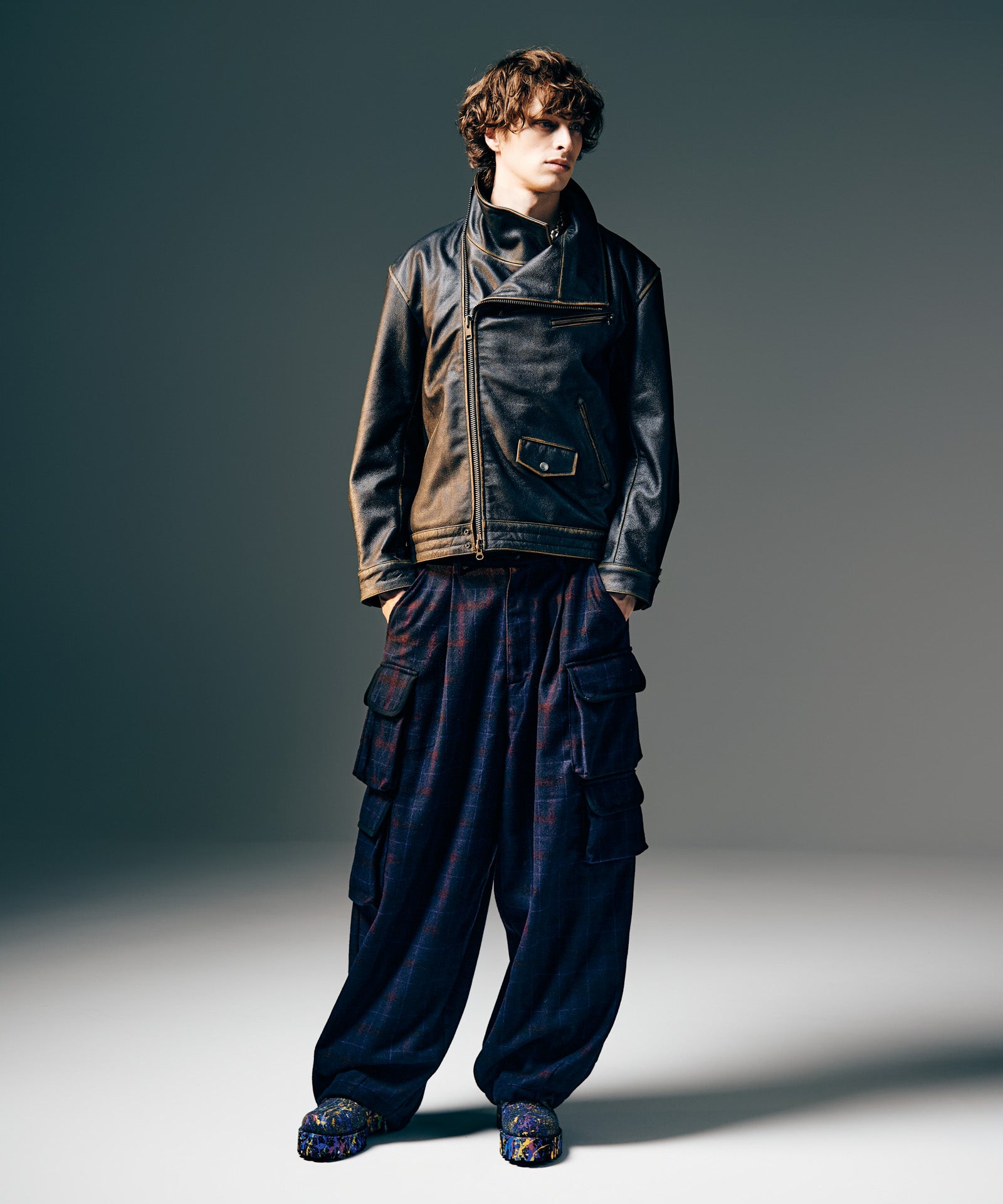 GB0425/P04 : Asymmetry Cargo Tweed Pants / アシンメトリーカーゴ
