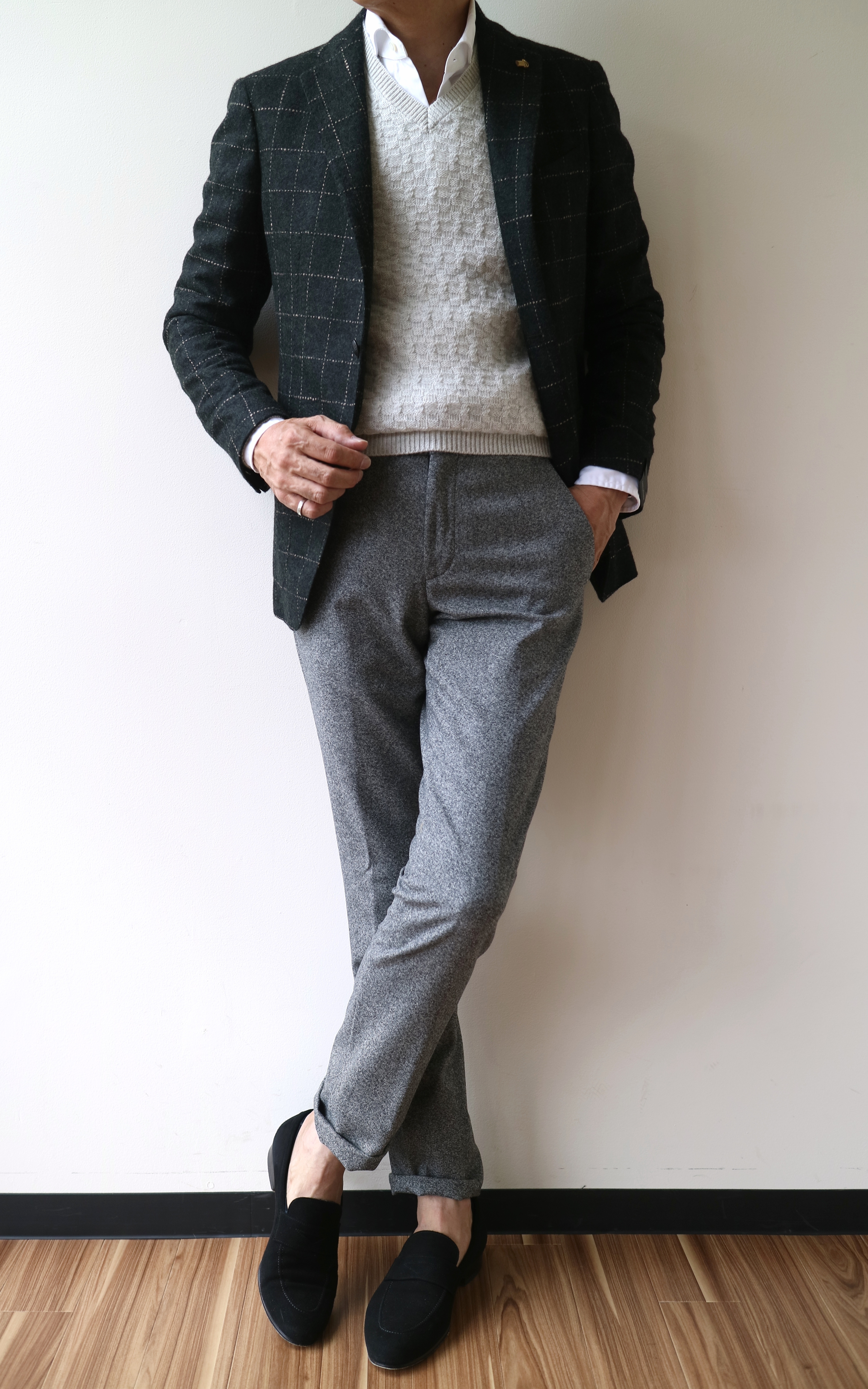 秋冬 46 incotex ツイード ホームスパン スラックス パンツ 秋冬 46