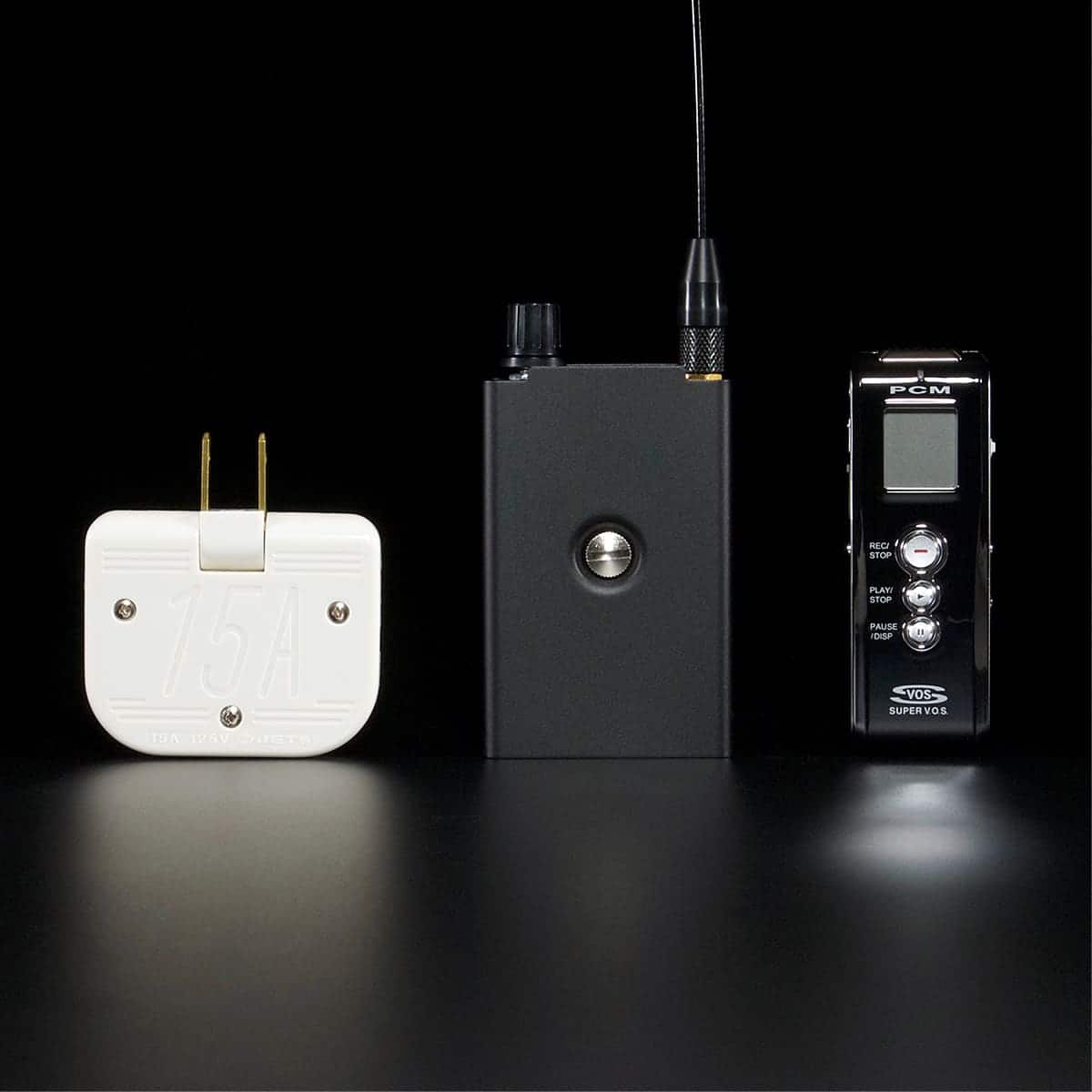 平形タップ型盗聴器＋専用受信機＋録音機 受信録音セット SET-F3SVR