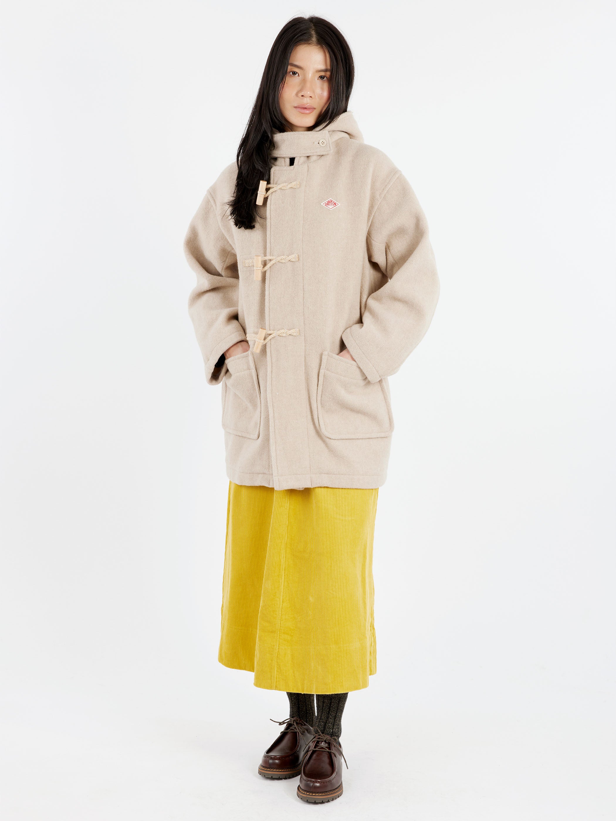 Danton - Women's Wool Light Pile Duffle Coat in Raw Beige