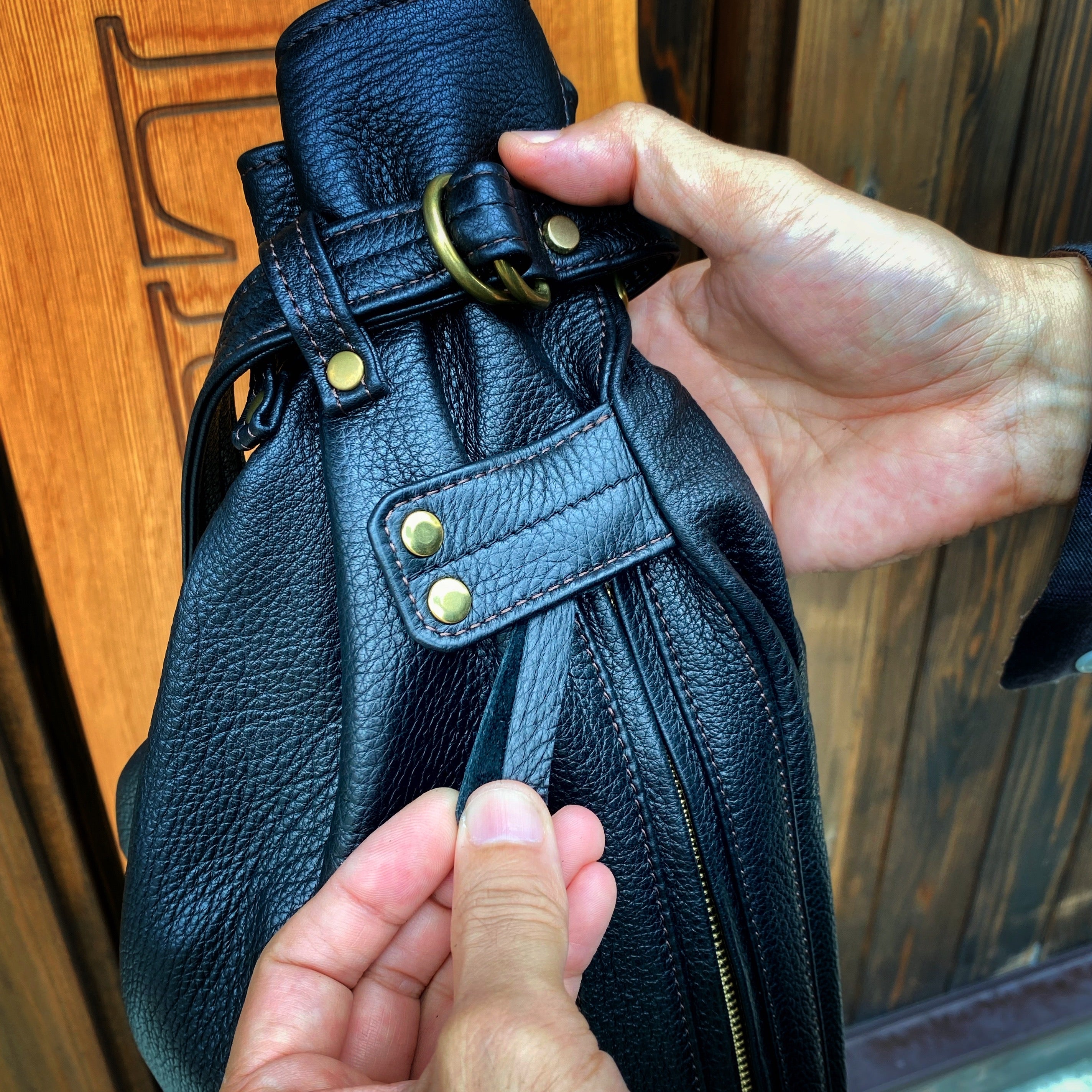 巾着ショルダーバッグ Hi-DK-100 信州鹿革