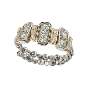 GSTV PT950/K18YG ダイヤモンド フリーリング D 約0.45ct 9～23号