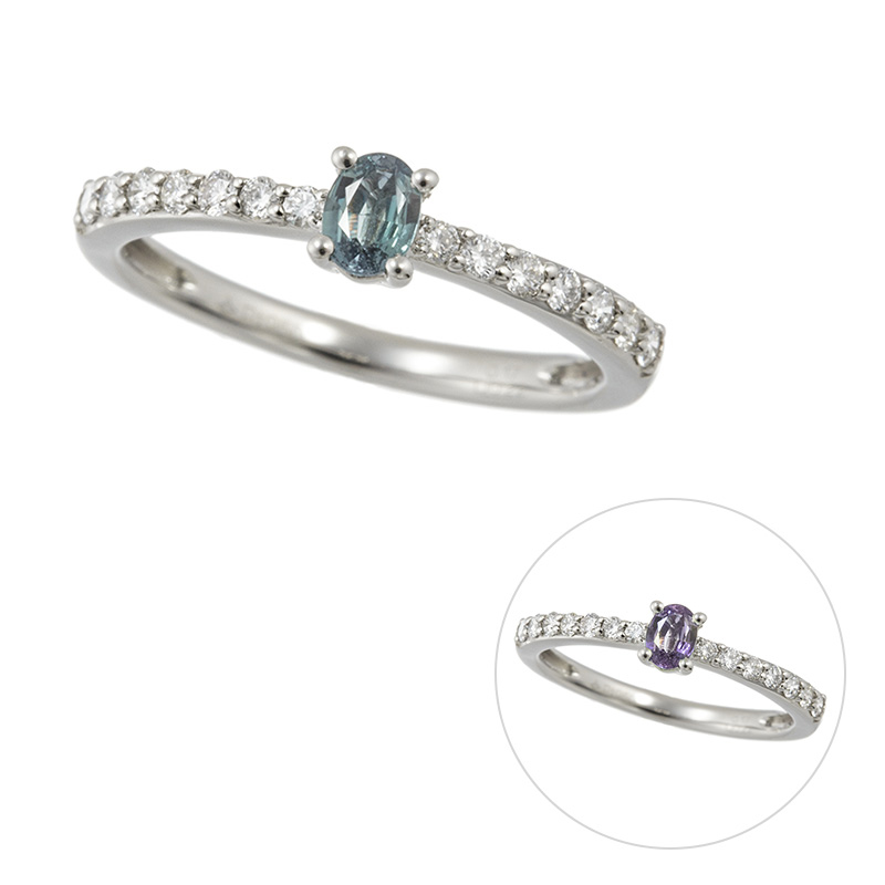 GSTV PT950 ブラジル産アレキサンドライト ダイヤ リング AL 約0.17ct