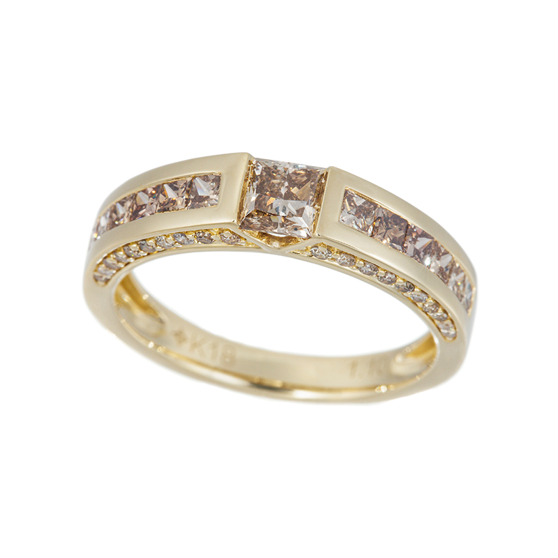 GSTV K18YG ブラウンダイヤモンド Elena リング BRD 約0.40ct BRD 約0.70ct
