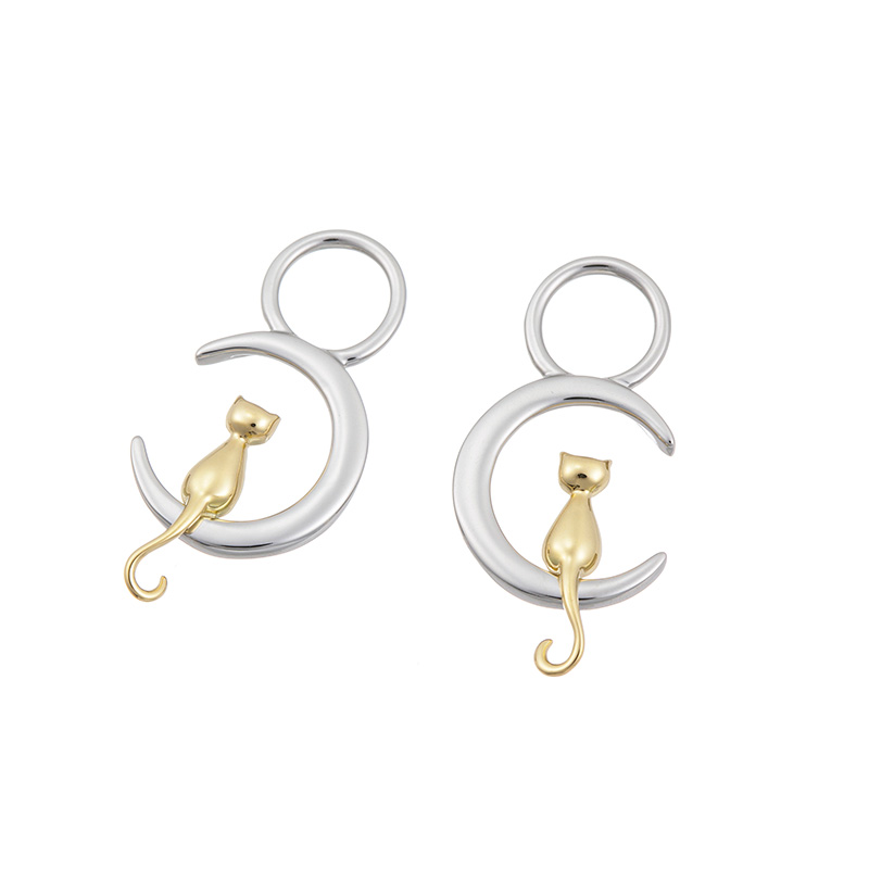 GSTV PT950/K18YG Crescent Cat チャーム