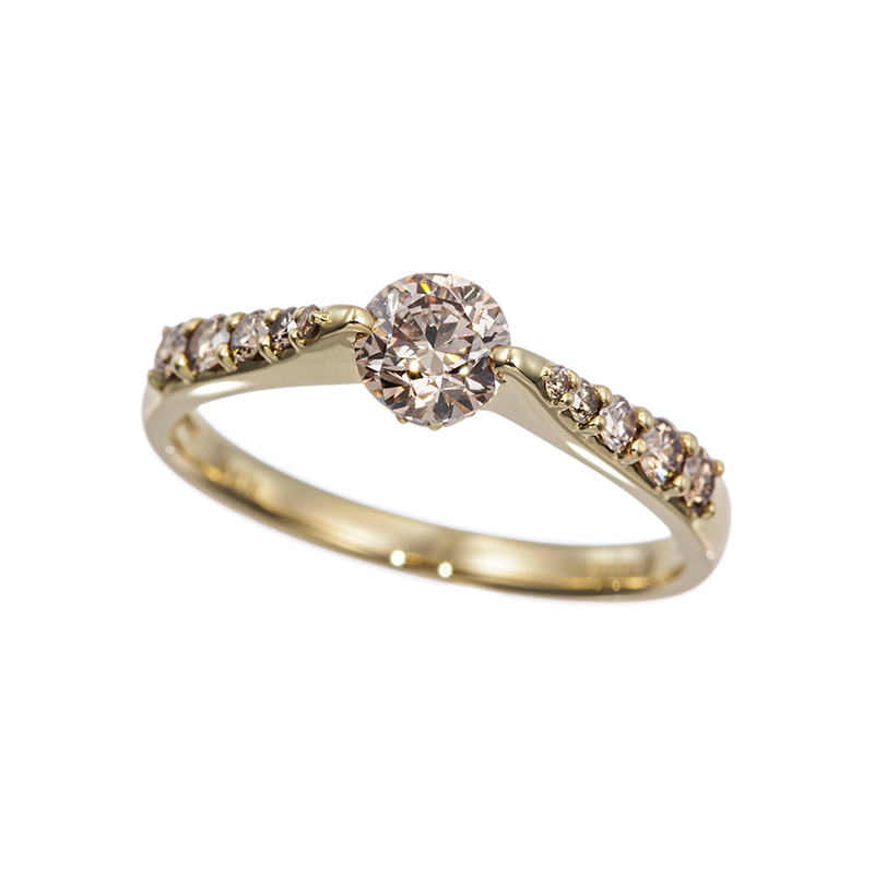 GSTV K18YG ブラウンダイヤモンド リング BRD 約0.50ct BRD 約0.25ct