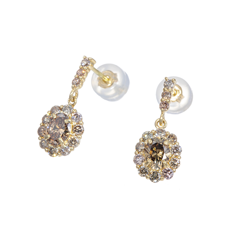 GSTV K18YG ブラウンダイヤモンド ピアス BRD 約1.00ct