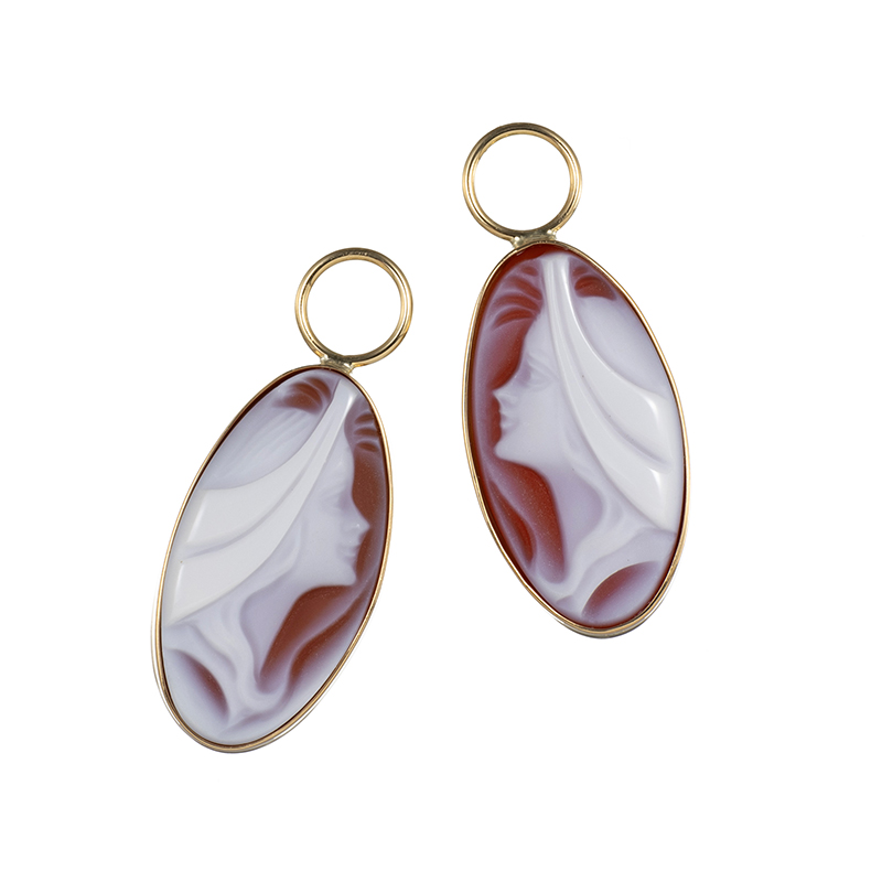 GSTV K18YG メノウカメオ チャーム カメオ 約16×8mm