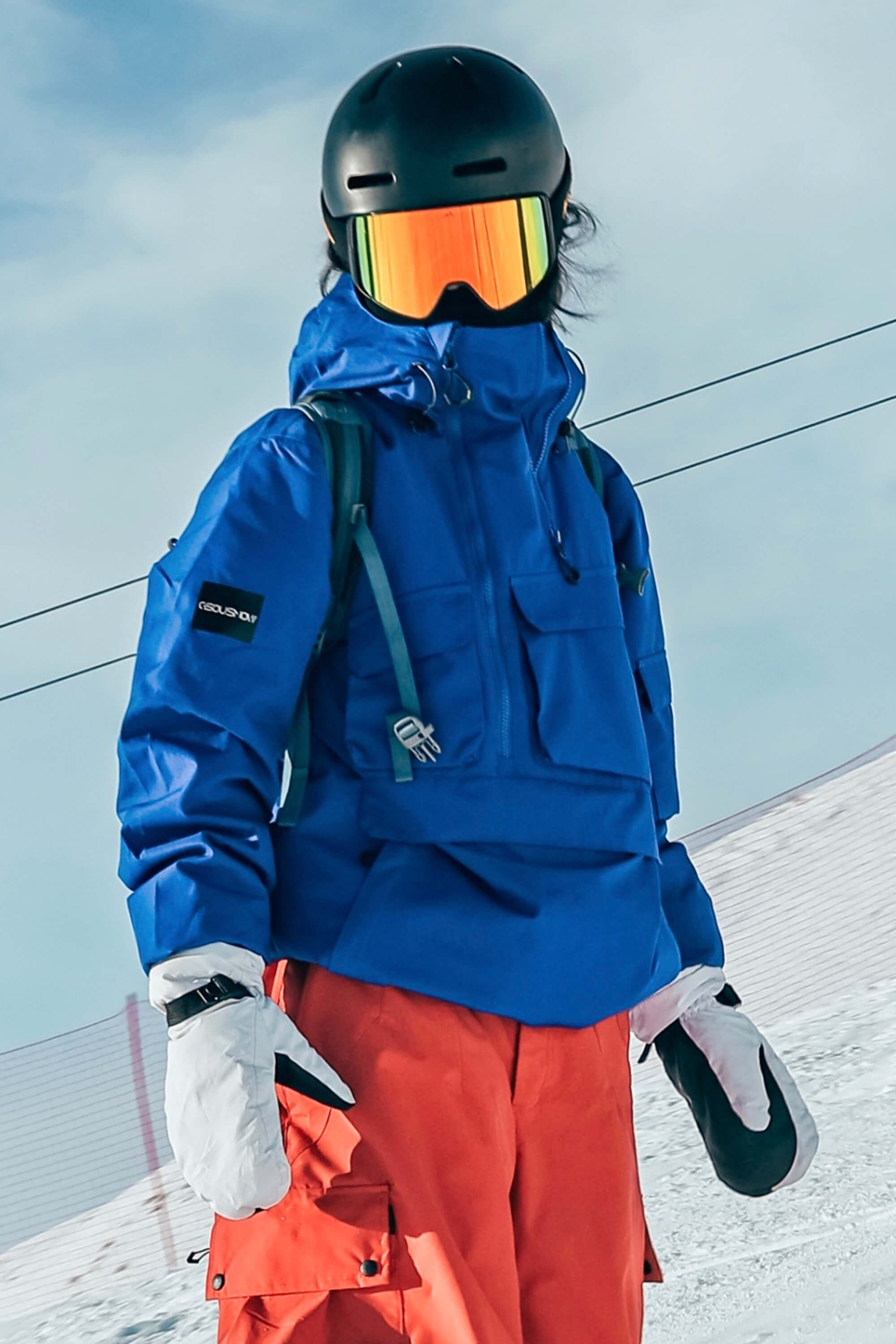 Women's Brown Asymmetrical Kangaroo Pocket Waterproof Insulated