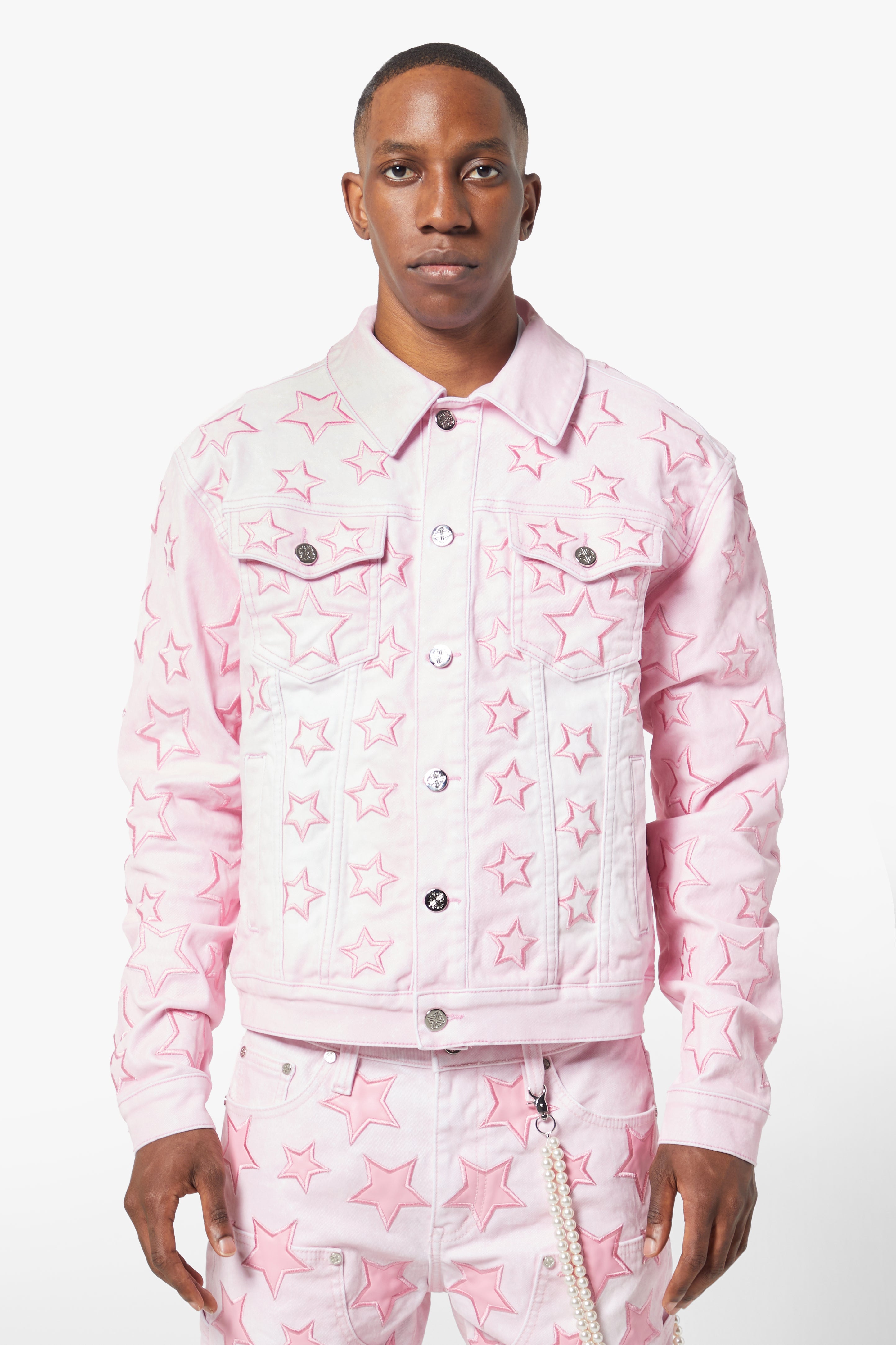 French Rose Stars Denim Jacket – GUAPI CLOTHING FZ-LLC