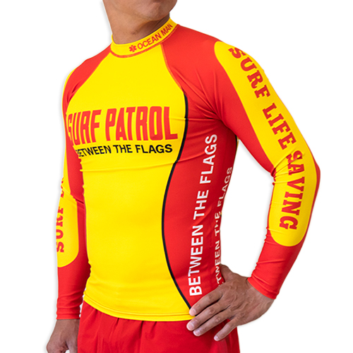 長袖ラッシュガード（13 赤×黄サーフパトロール）｜ライフセーバー