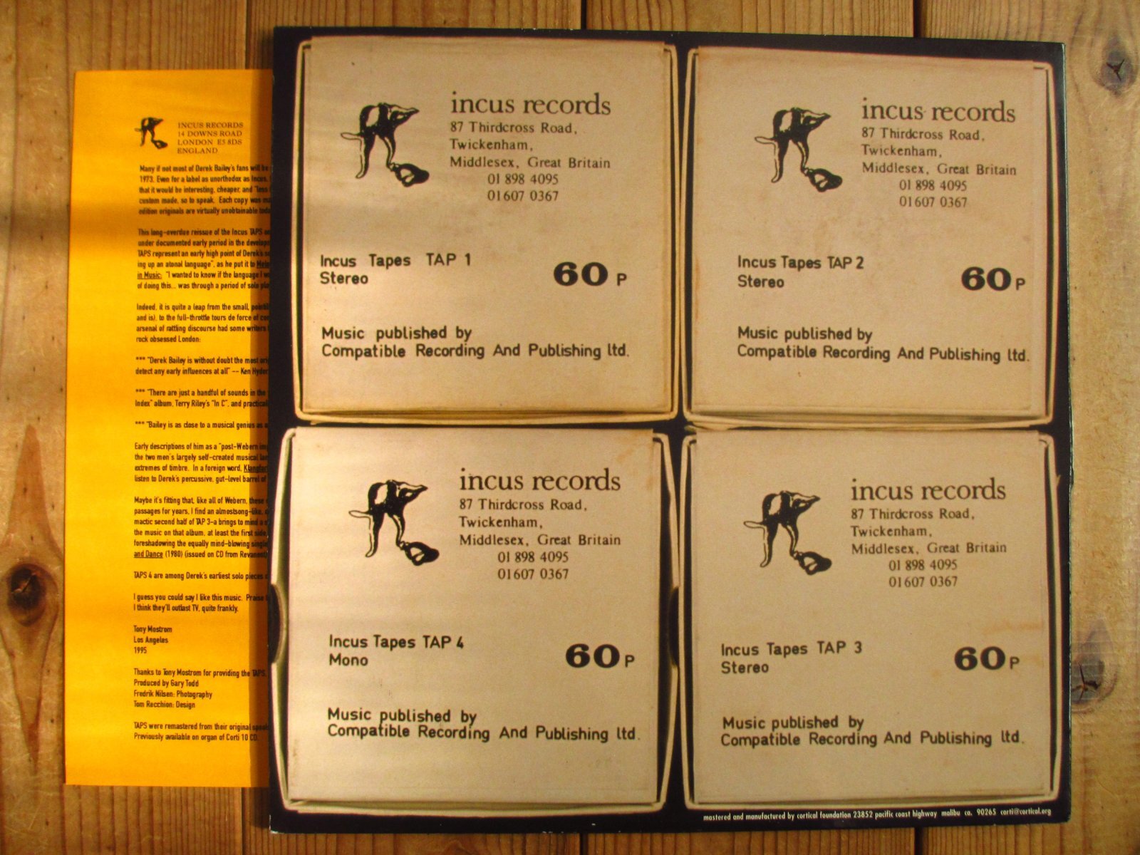 Derek Bailey / Incus Taps レコード INCUS TAPS/DEREK BAILEY/デレク