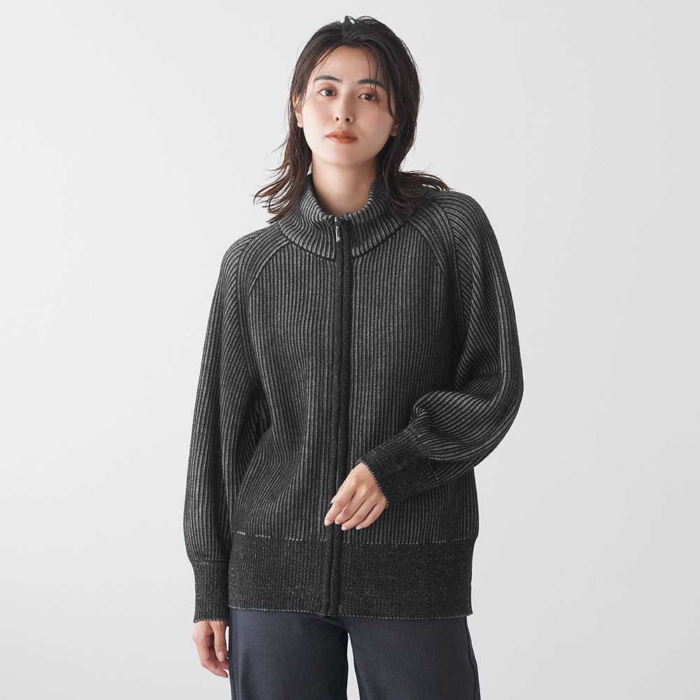 リブ編みニットブルゾン【SALE】 ALY635 :レディース トップス