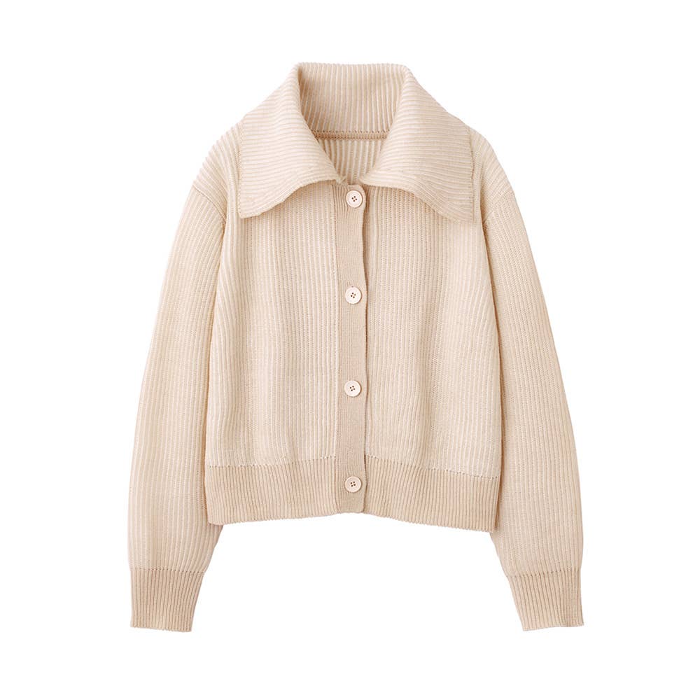 リブ編みニットカーディガン【SALE】 ALY637 :レディース トップス