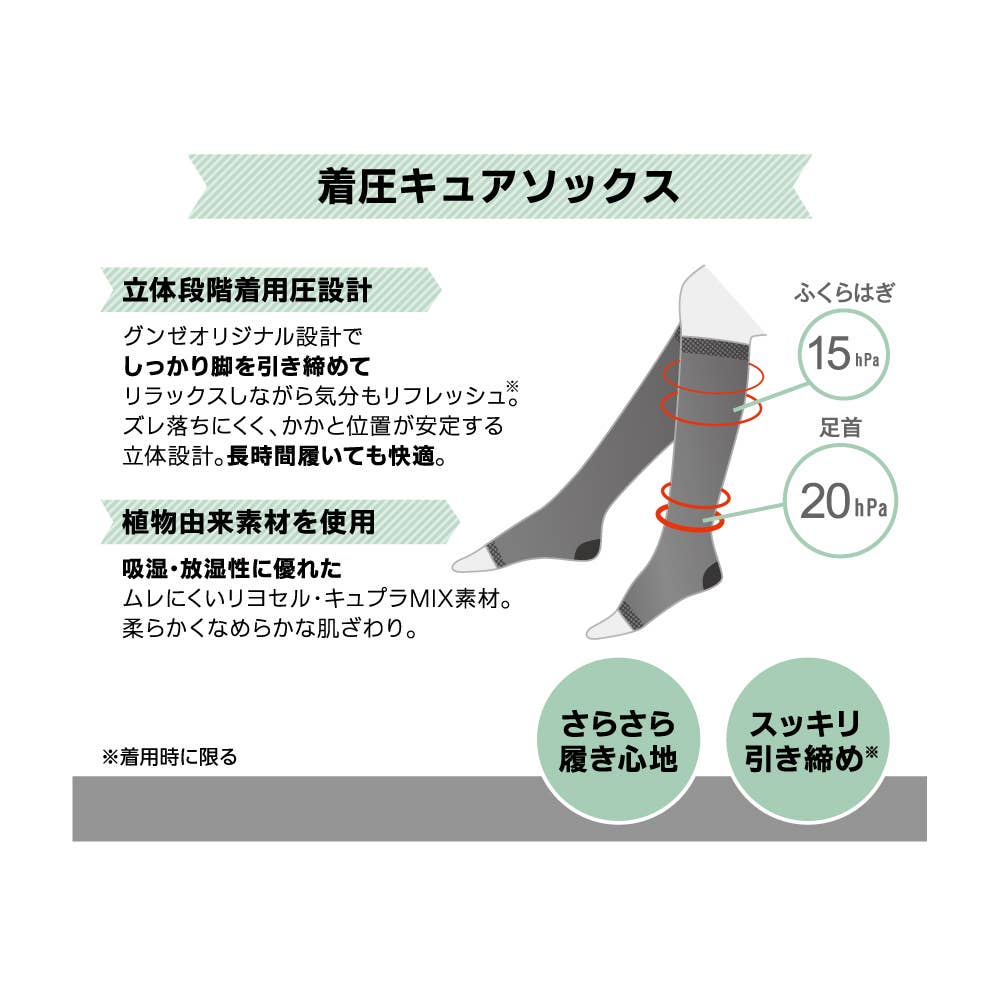 MASH×GUNZE】着圧キュアソックス BLS20B :レディース パジャマ・部屋着