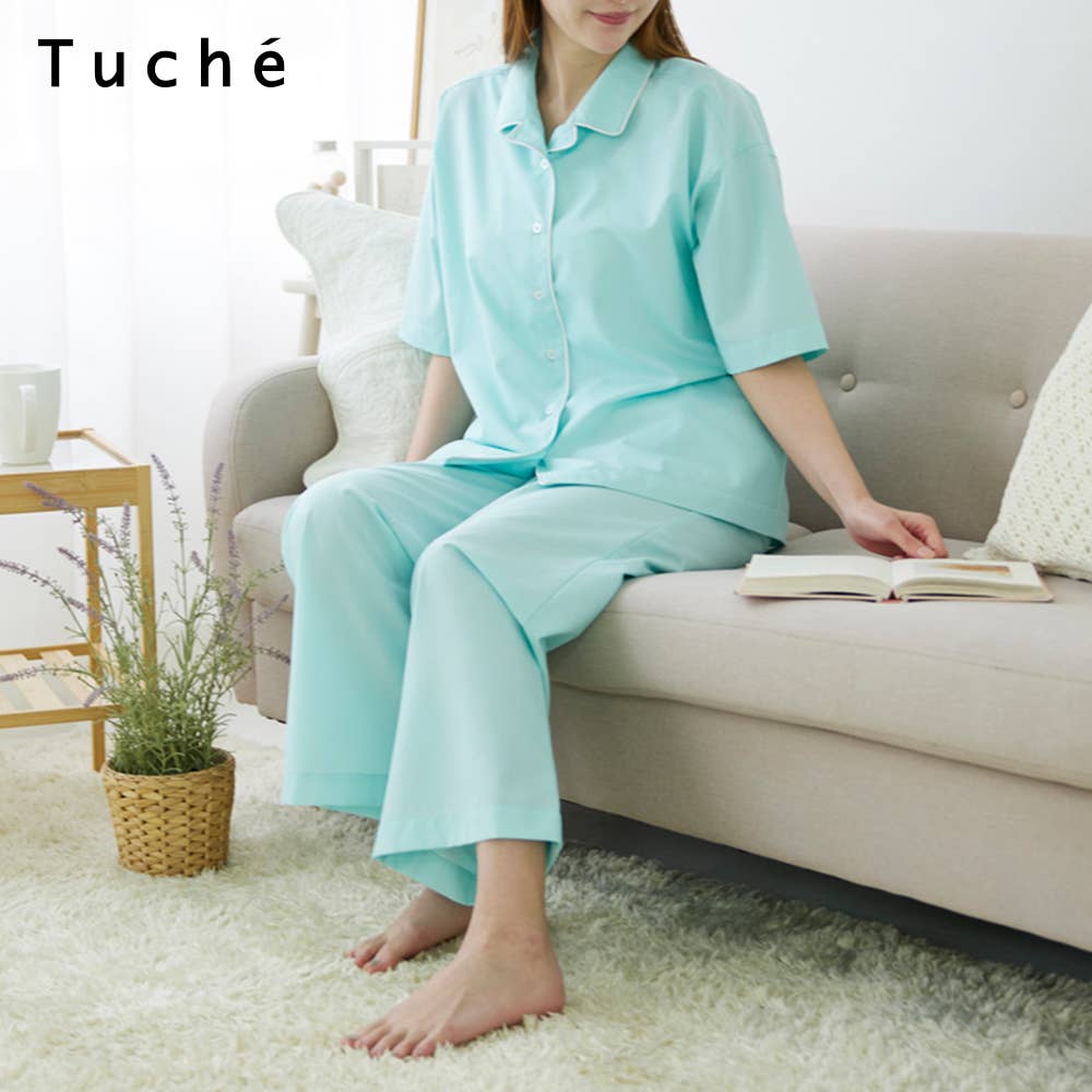 上下セット・半袖】テーラードパジャマ【SALE】 TZX696 :レディース