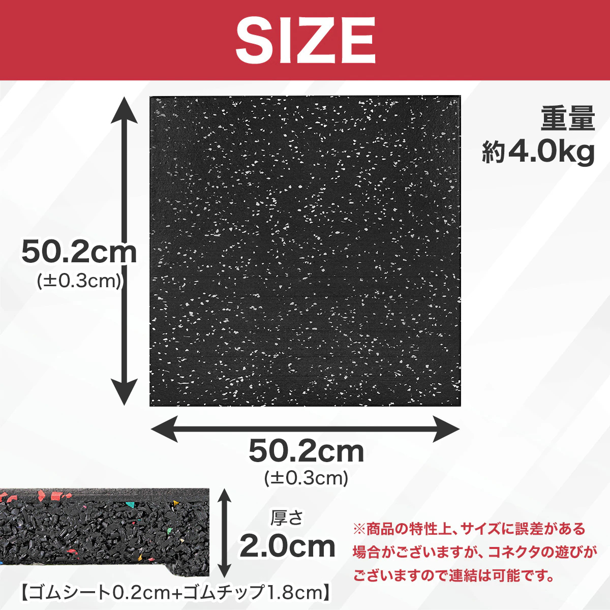 ジムマット4枚セット50×50cm 厚さ20mm）-ジムガレージ