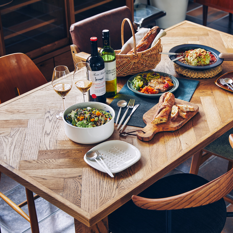 幅1cm単位サイズオーダー】[幅90～105cm] NANCY ダイニングテーブル