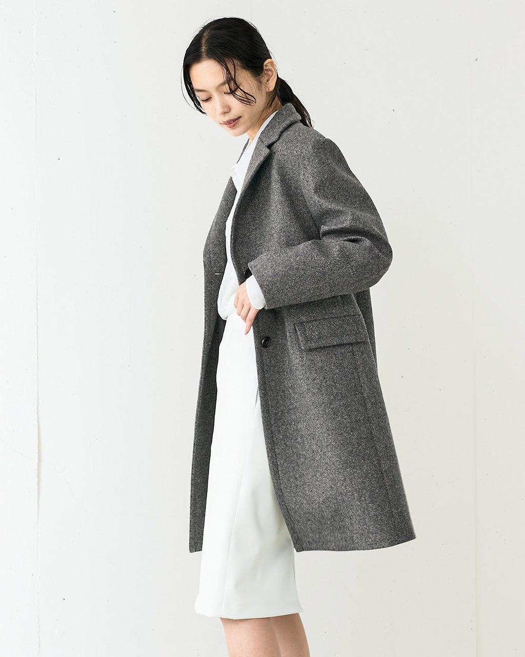 ボンディングツイード・チェスターコート/DoCLASSE