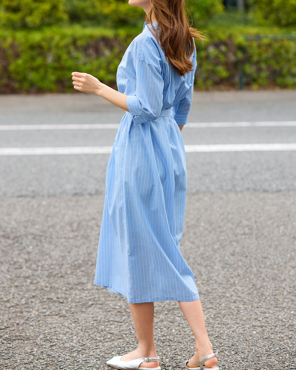 リネン混・ストライプシャツワンピース/DoCLASSE