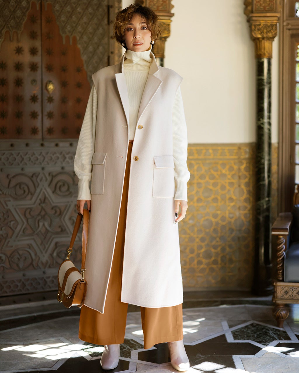 カシミヤ混ウールリバー・ロングジレ/DoCLASSE