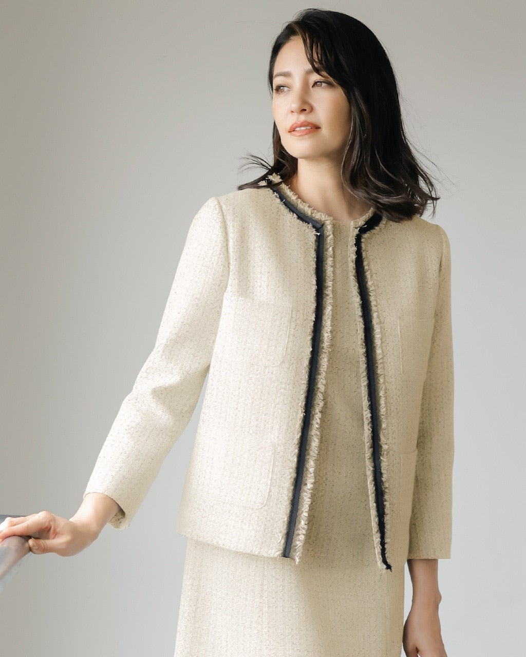 ミックスツイード・トリミングジャケット/DoCLASSE