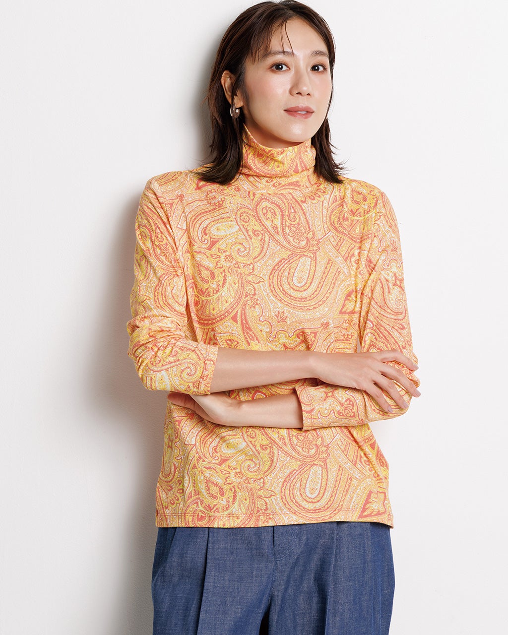 超長綿・タートルネック／総柄/DoCLASSE