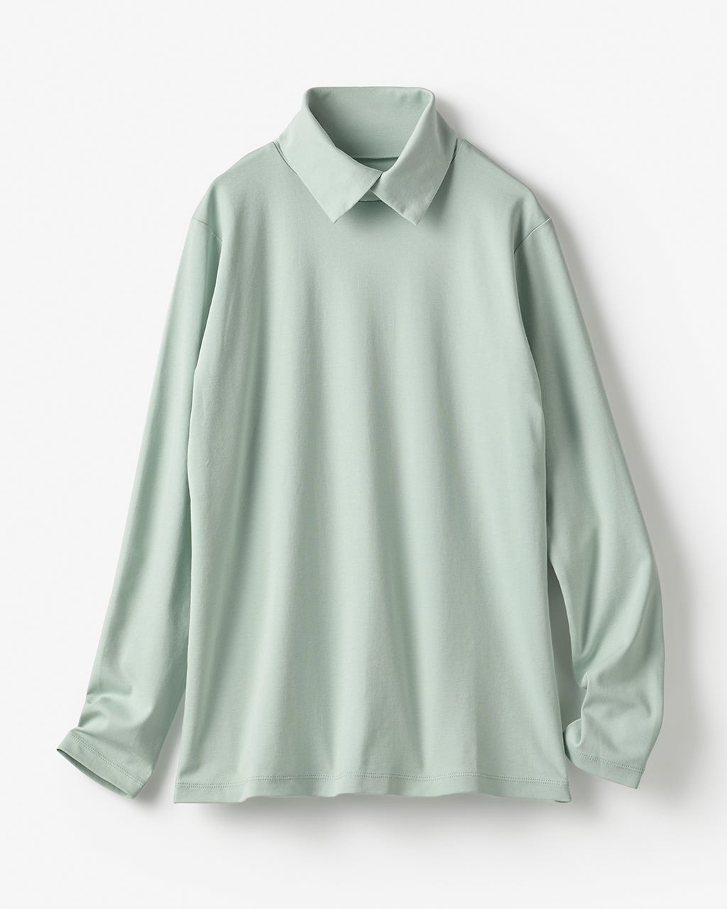 超長綿・衿付きハイネックカットソー/DoCLASSE