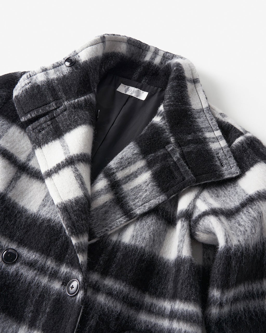 シャギーチェック・スタンドカラーコート/DoCLASSE