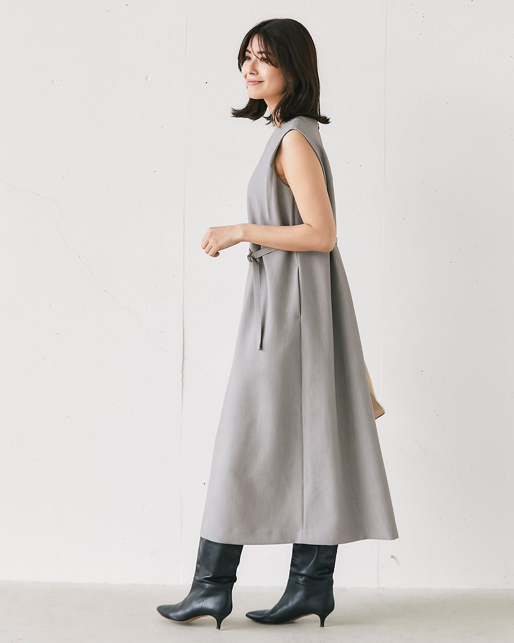 スポンジWクロス・ベルト付きワンピース/DoCLASSE