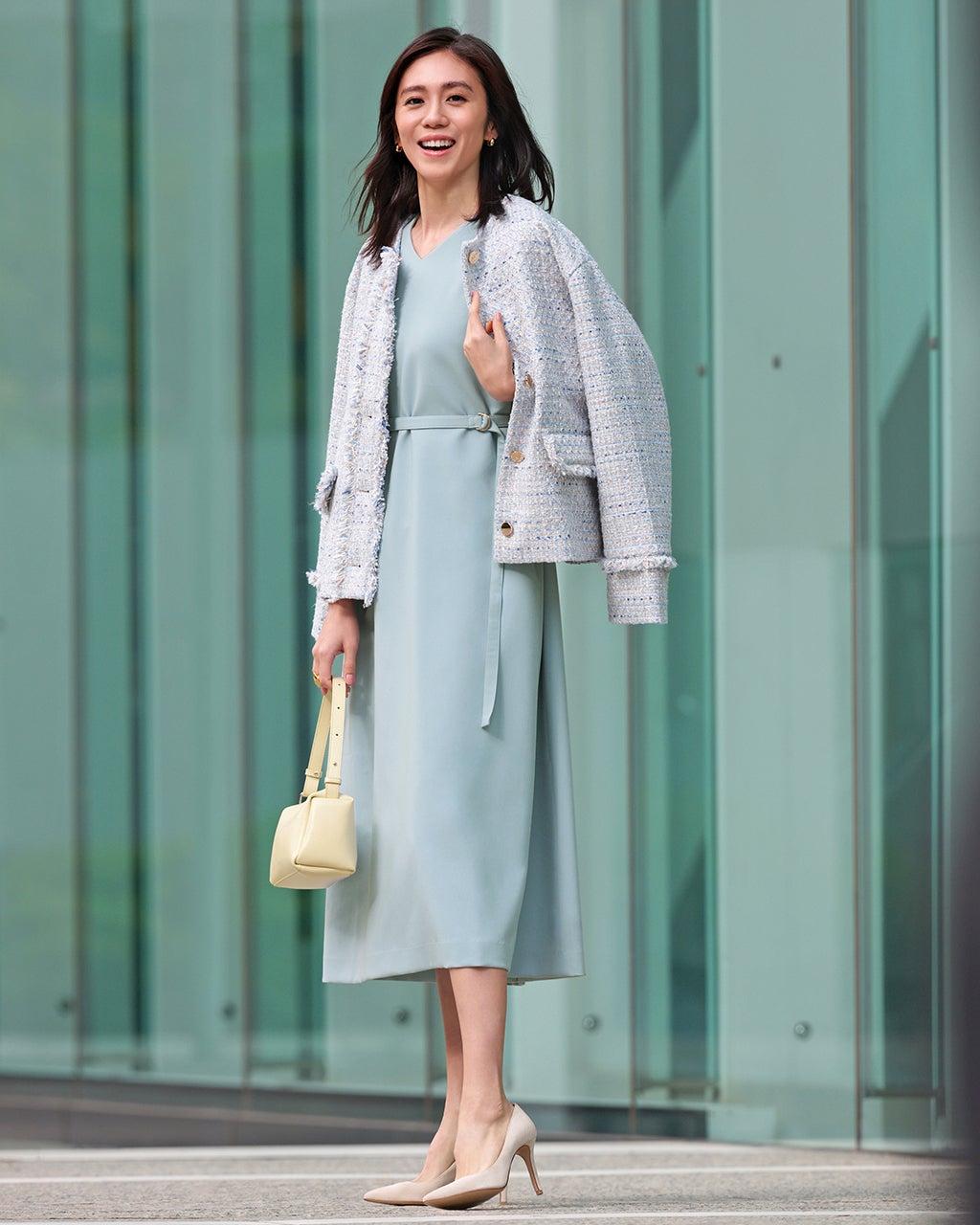 スポンジWクロス・ベルト付きワンピース/DoCLASSE