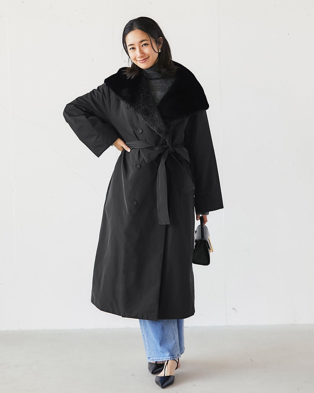 マジカルサーモ・エコファーショールコート/DoCLASSE