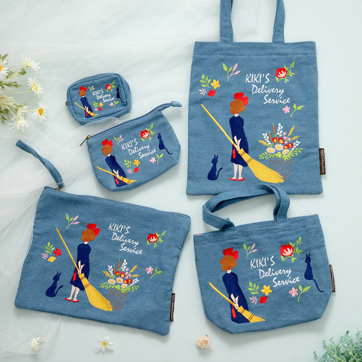 魔女の宅急便 デニム刺繍シリーズ マチ付きポーチ | どんぐり共和国