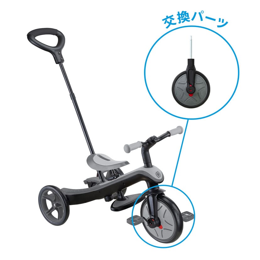 エクスプローラートライク3in1三輪車 & 4in1ベビーカー】前輪/レッド