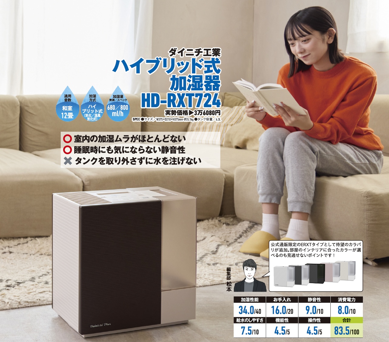 家電批評2024年11月号 加湿器ランキング2024総合1位＆ベストバイに