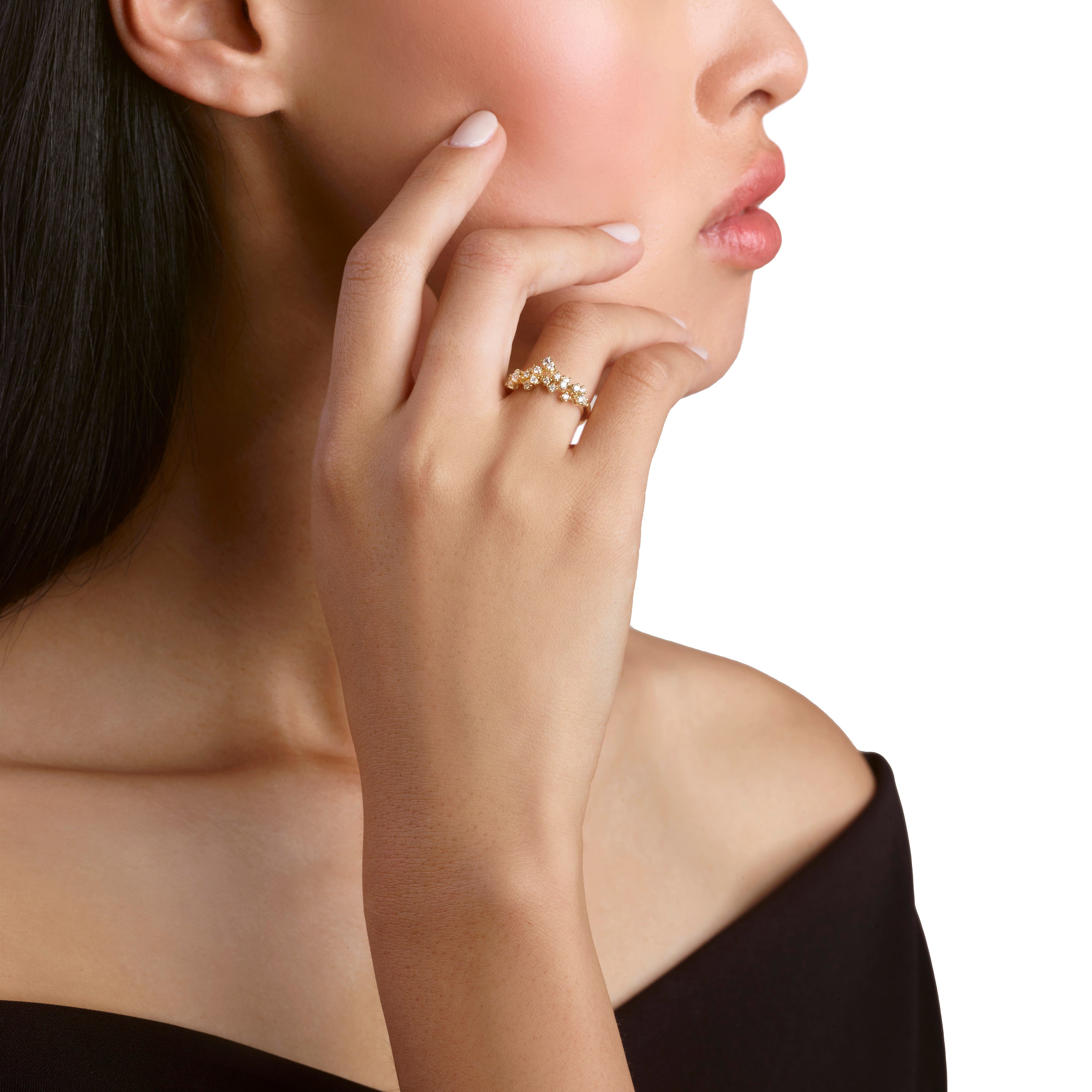 イエローゴールド、ダイヤモンド（複数）リング - Damiani MIMOSA