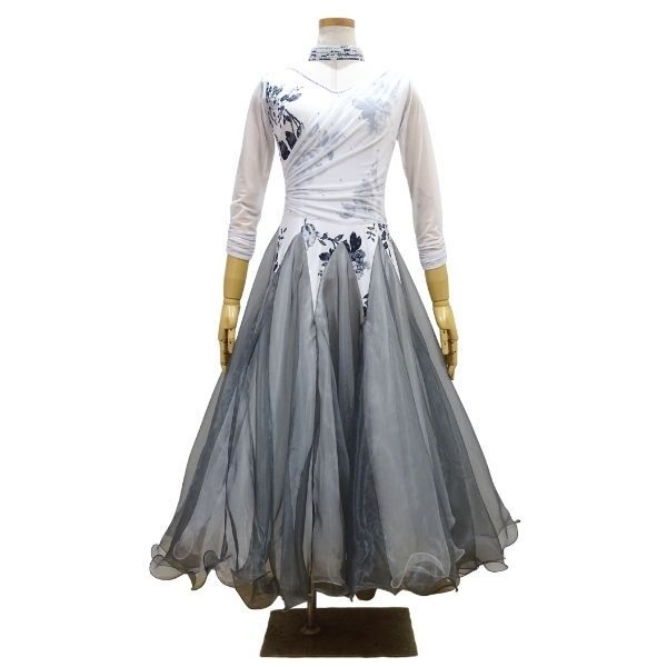 GH 社交ダンスドレス グレーと白のグラデーション GH 社交ダンスドレス