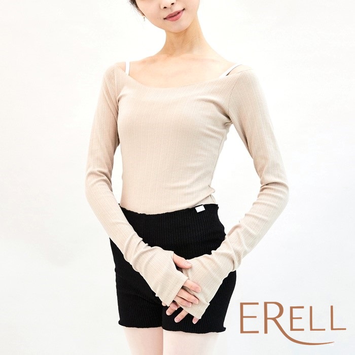 バレエ用品のERELL（エレル）HONEY BEE RIB トップス｜ベージュ バレエ