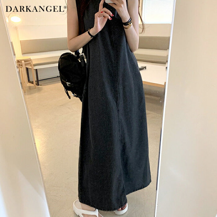 ノースリーブデニムワンピース｜展開／ブラック／黒 – DARK ANGEL