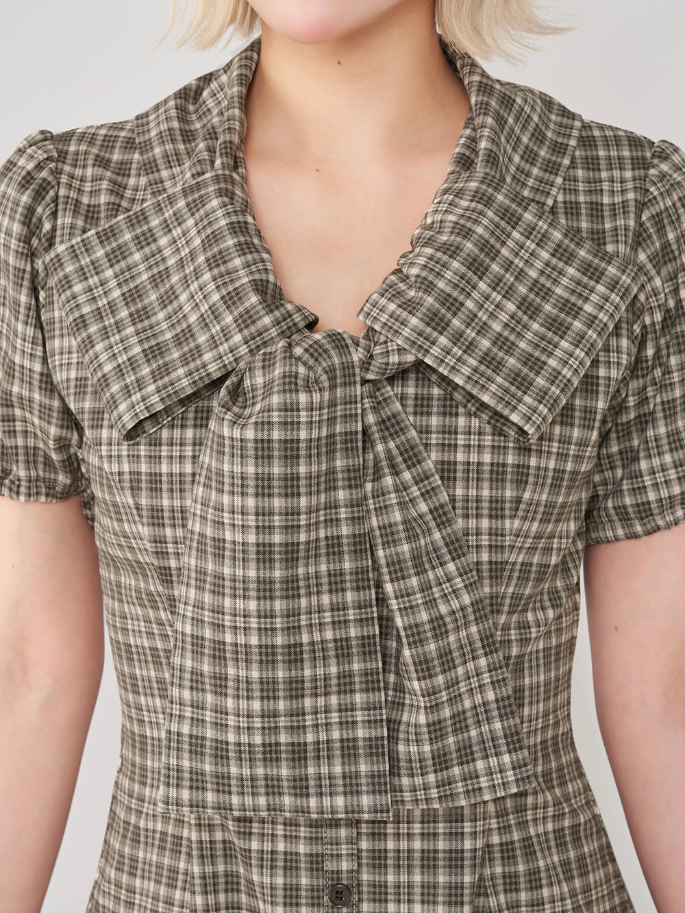 ビッグリボンバルーンチェックミニワンピース – Darich (ダーリッチ)