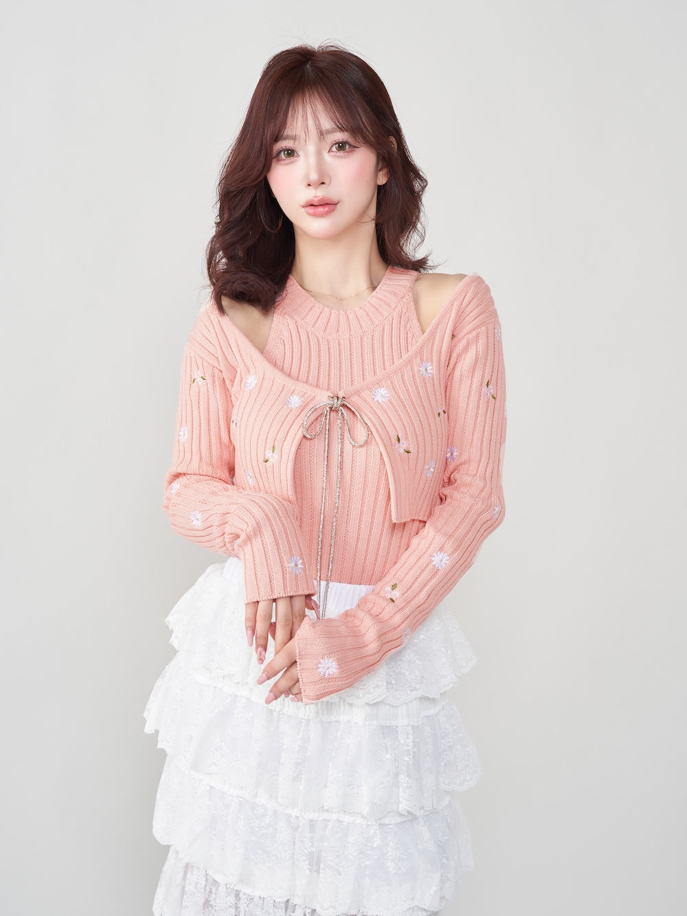 スパークルリボンアンサンブルニットトップス – Darich (ダーリッチ)