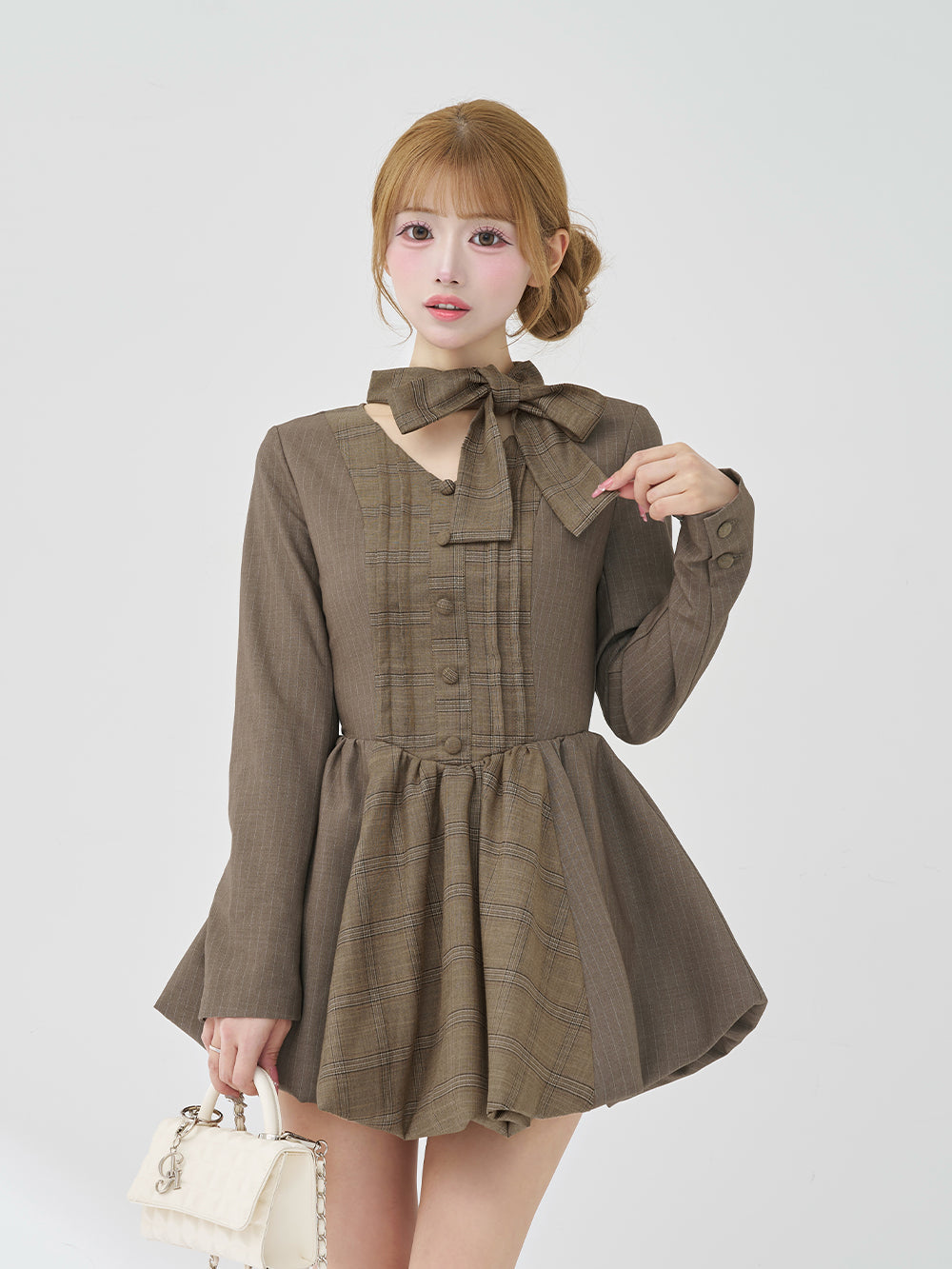 チェックストライプバルーンミニワンピース – Darich (ダーリッチ)