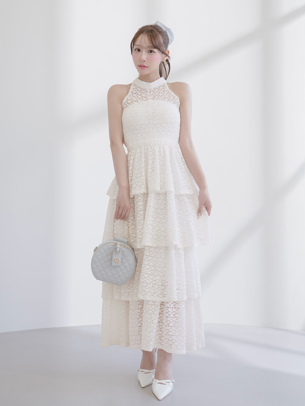 バックリボンフラワーレースティアードロングドレス – Darich (ダーリッチ)