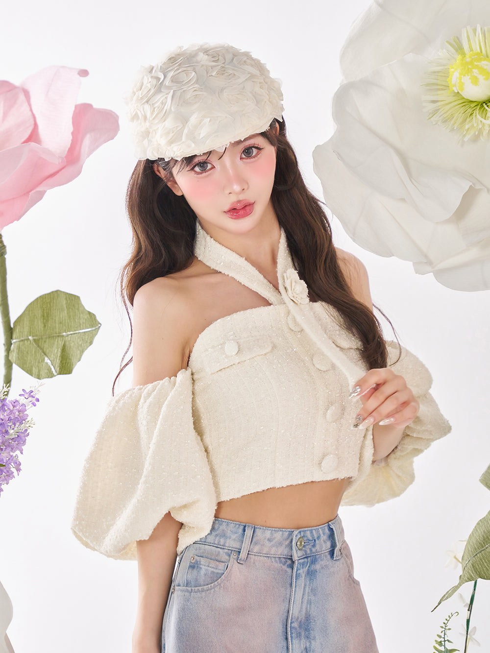 ホルターネックオフショルツイードトップス – Darich (ダーリッチ)