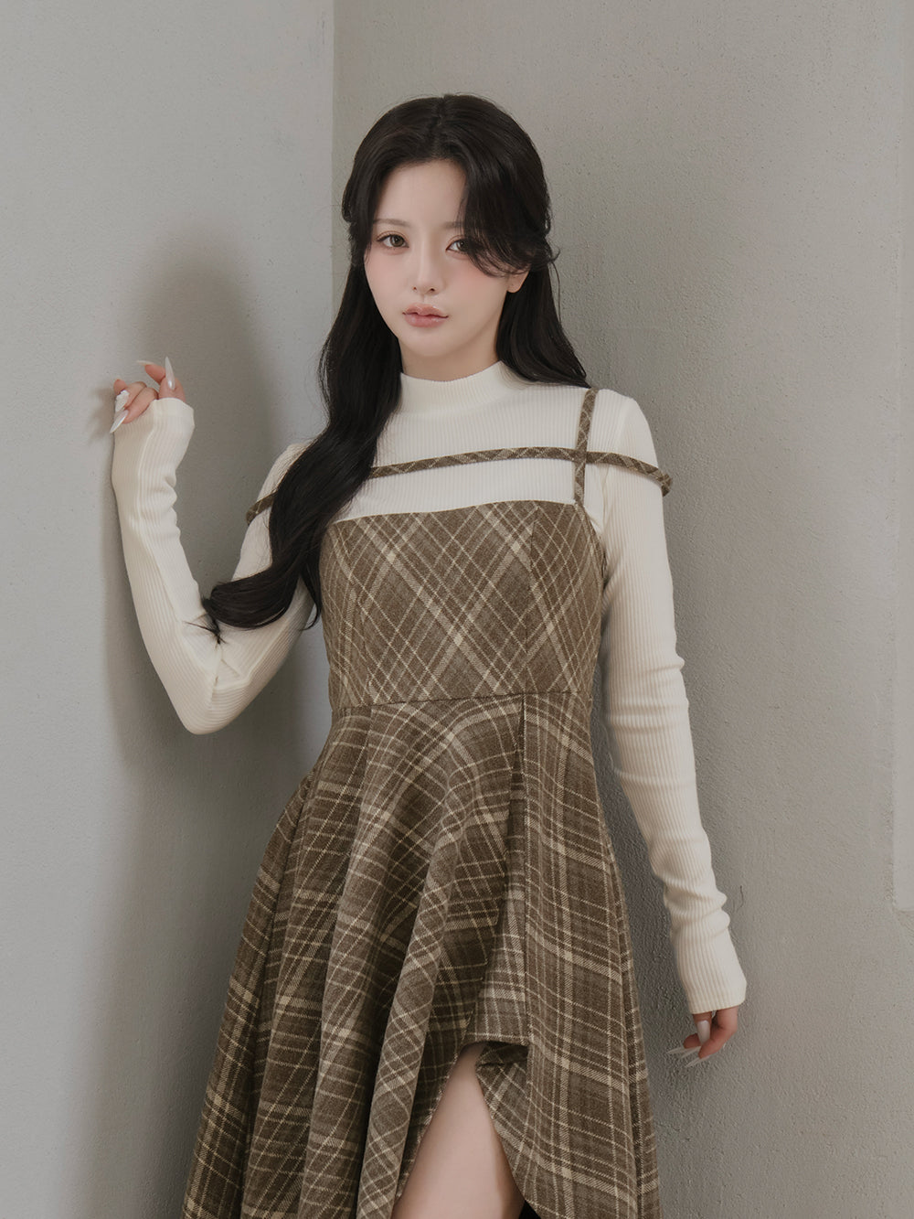レイヤードチェックイレヘムミディワンピース – Darich (ダーリッチ)
