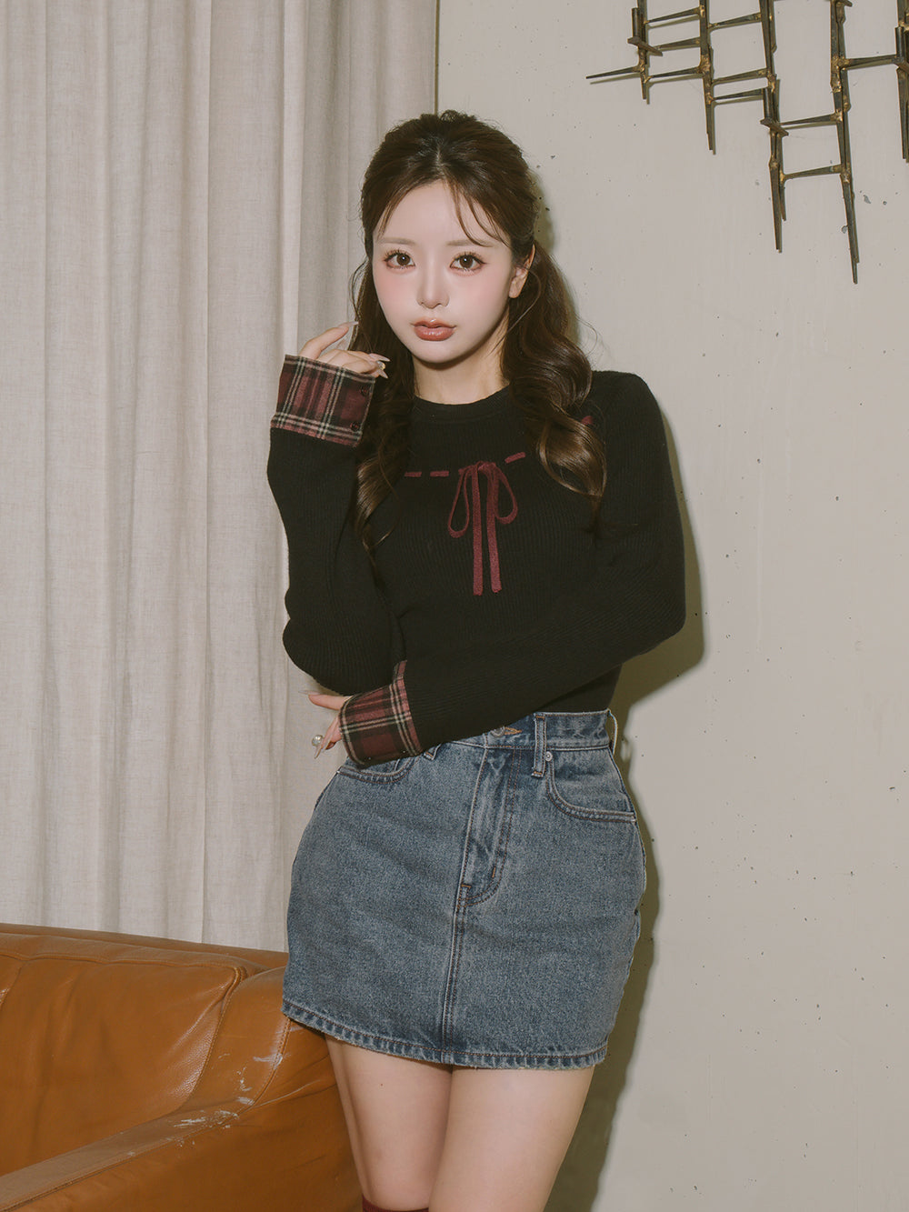 チェックカフスリボンニットトップス – Darich (ダーリッチ)