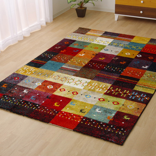 フォリア カーペット 絨毯 ウィルトン織 ラグ ギャベ柄 レッド 約200