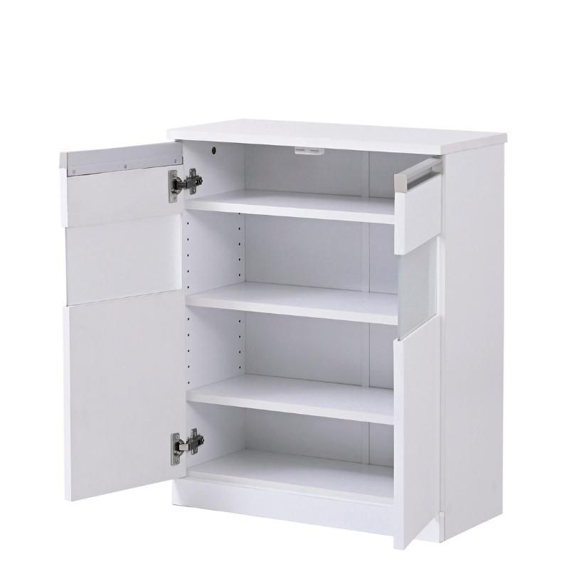 キャビネット カウンター下収納 幅60 ガラス扉付き FKS-0003-WH JK