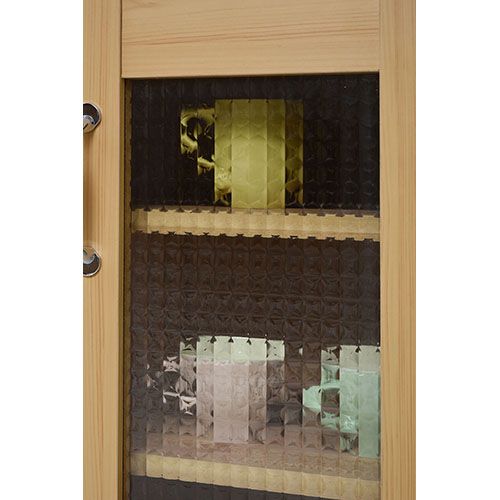 よし）木製キャビネット ガラス扉 収納（ルオカ120KCカウンター