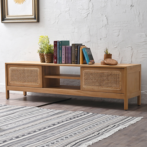 ラタン×チーク無垢材 KAGOME TVボードW2885XP W2885XP サンフラワー